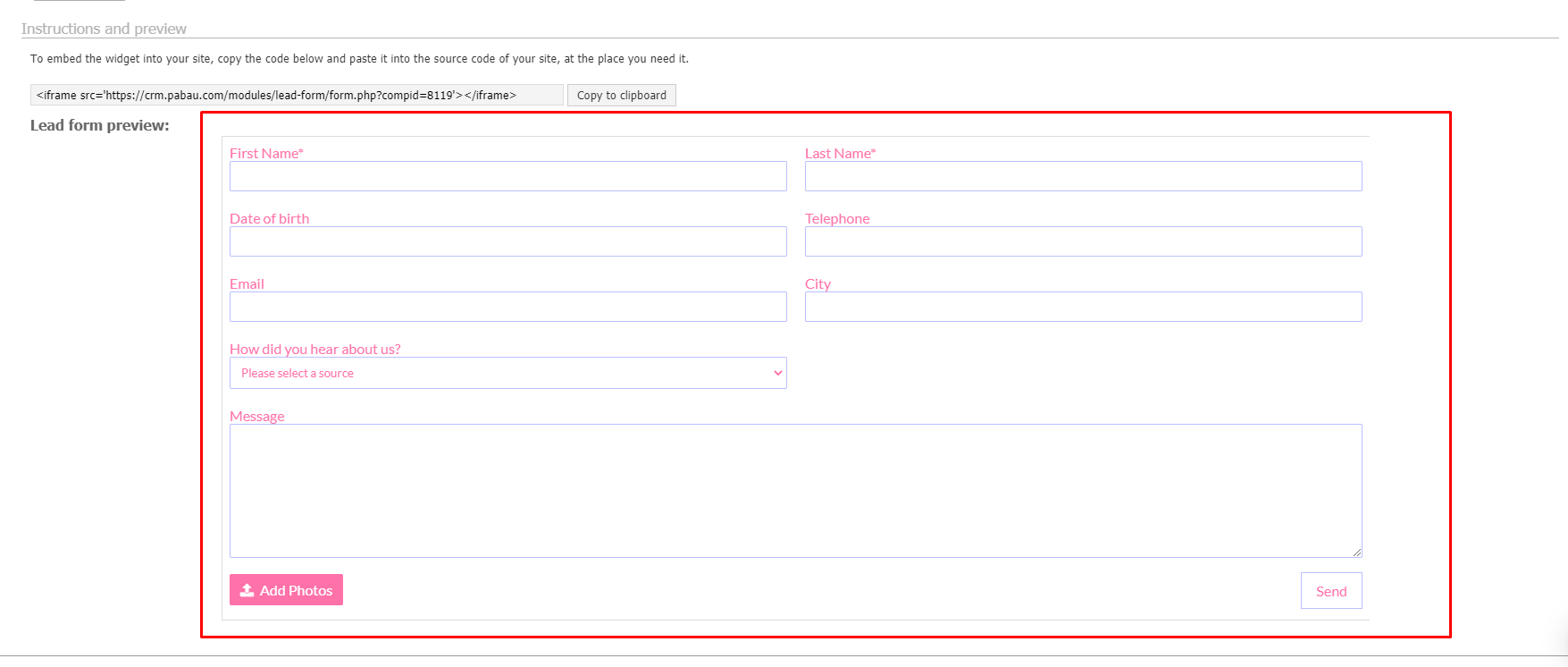 Create lead api